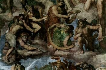 Буонарроти, Микеланджело. Страшный суд, фреска из Сикстинской капеллы. Фрагмент. Мученики с орудиями своих мук