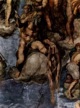 Буонарроти, Микеланджело. Страшный суд, фреска из Сикстинской капеллы. Фрагмент; Мученик, с которого сдирают кожу (предполагаемый автопортрет художника)