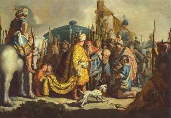 Харменс ван Рейн Рембрандт - Давид с головой Голиафа перед Саулом
