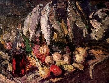 Константин Алексеевич Коровин - Рыбы, вино и фрукты