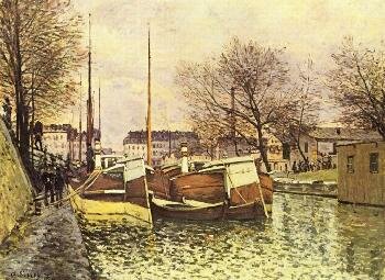 Сислей, Альфред. Лодки на канале Сен-Мартен в Париже
