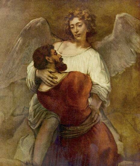 Рембрандт, Харменс ван Рейн. Иаков борется с ангелом