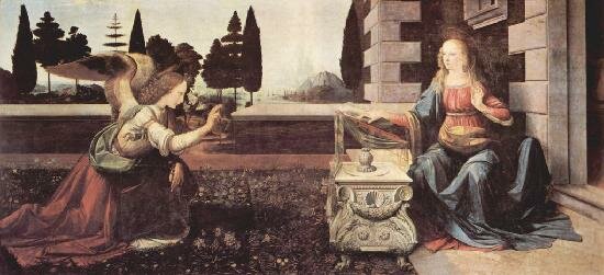 Леонардо да Винчи. Благовещение. Около 1472-1475 гг. Галерея Уффици